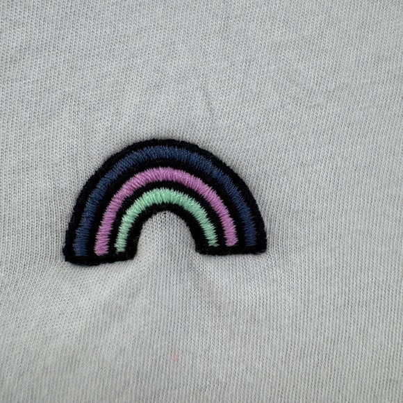 Victoria's Secret PINK White Rainbow Embroidered Short Sleeve T-Shirt Large - Picture 4 of 8